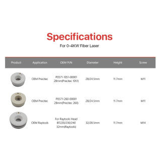 CloudRay Ultraray OEM Precitec Fiber Laser Ceramic Nozzle Holder 28 mm - Tipe B